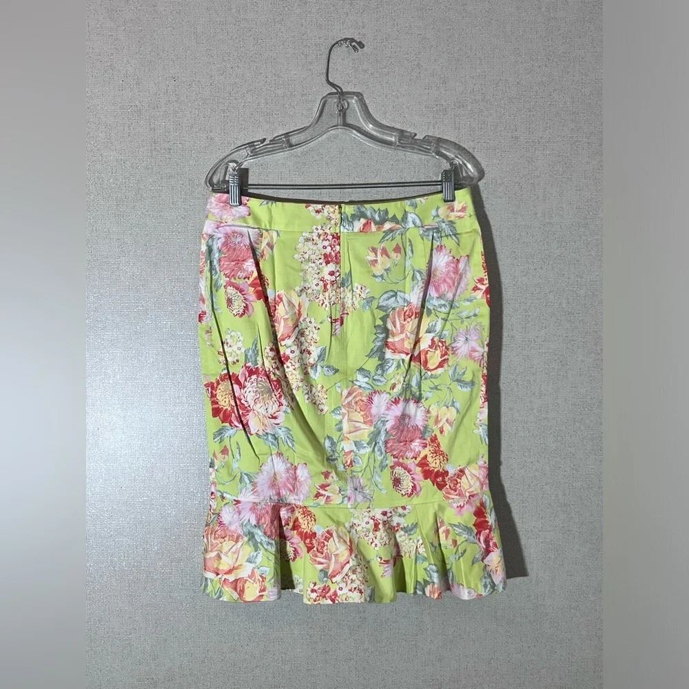 Body by Victoria Women’s Sz 12 Bright Yellow Floral  Cotton Mermaid Skirt - Picture 2 of 3
